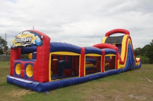 65' Extreme Challenge Dual Lane Water Slide / Dry Slide Obstacle Course 65' Extreme Challenge Dual Lane Water Slide / Dry Slide Obstacle Course