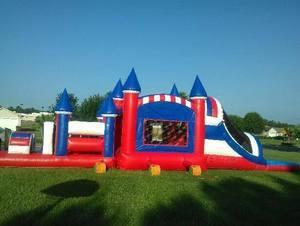 46' Large Dual Lane All American Obstacle Course Waterslide Combo (Wet w/pool) 46' Large Dual Lane All American Obstacle Course Waterslide Combo (Wet w/pool)